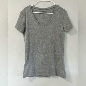 NWT Eddie Bauer Ribbed V Neck T Shirt